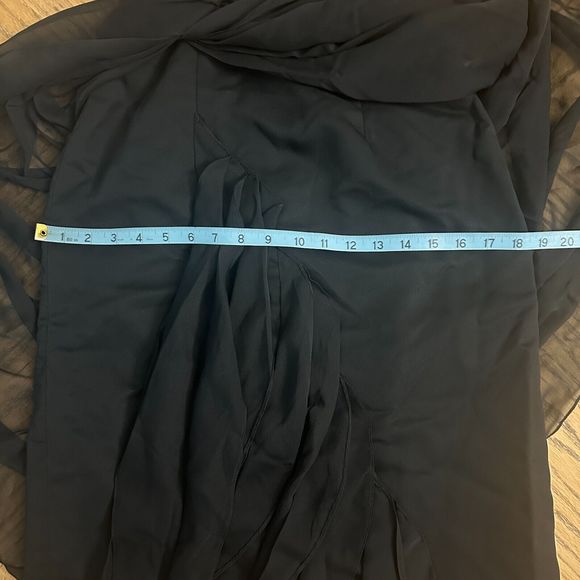 Draped Chiffon Black Cocktail Dress Rhinestone Bustier Strapless Bra Insert Sz 6 - Picture 11 of 13